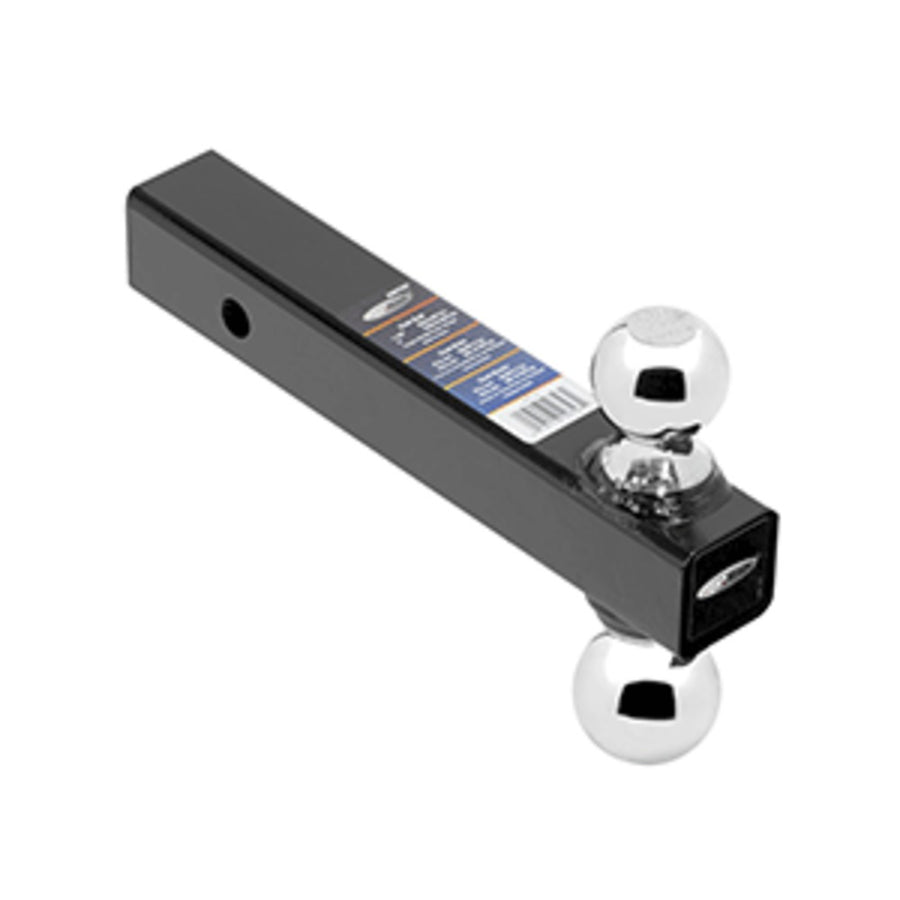 Draw-tite Dual Ball Mount 2 Square Solid Shank 8 Length W/chrome 1-1-7/8 & 2 Balls - Black