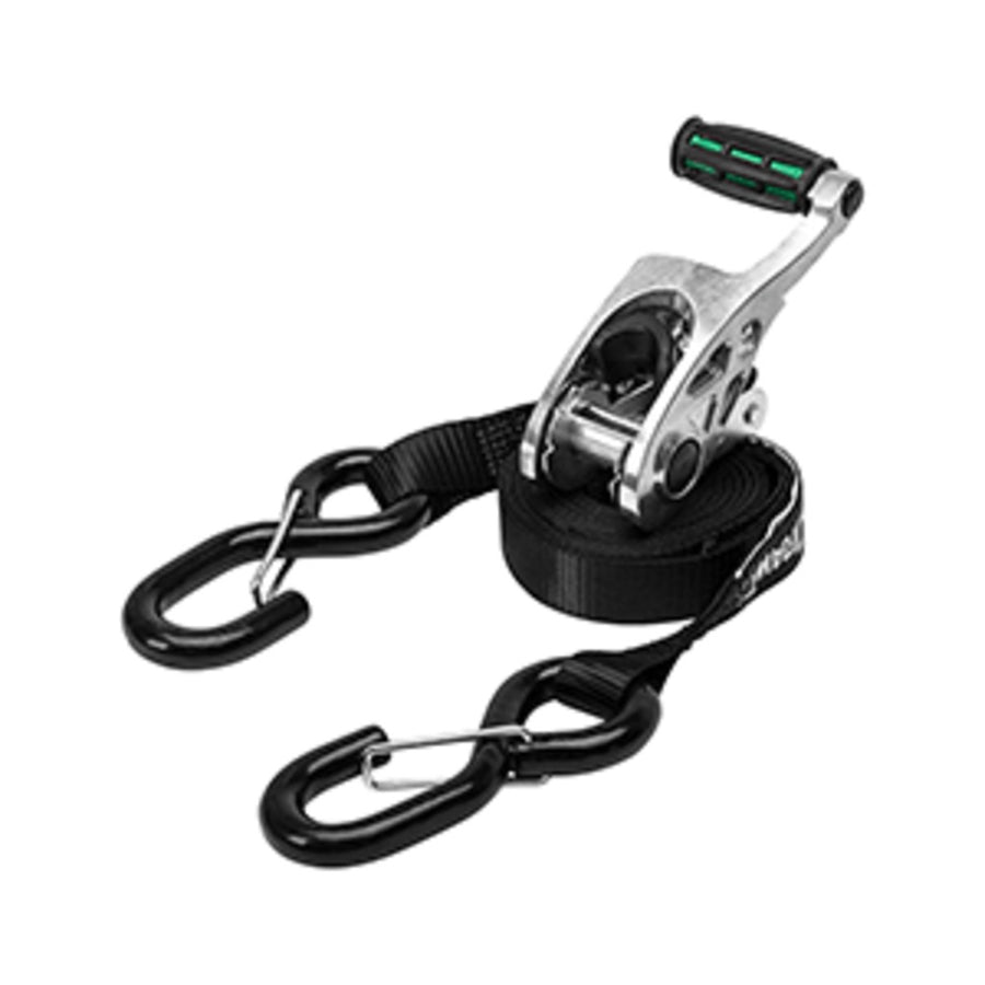 Draw-tite Heavy Duty Ratchet Tie-down 1 Webbing W/grip Handle & Secure Hooks - 2-pack