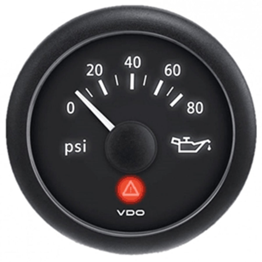 Vdo Viewline Onyx 80 Psi Oil Pressure Gauge 12/24v W/vdo Sender & Us Thread Adapters
