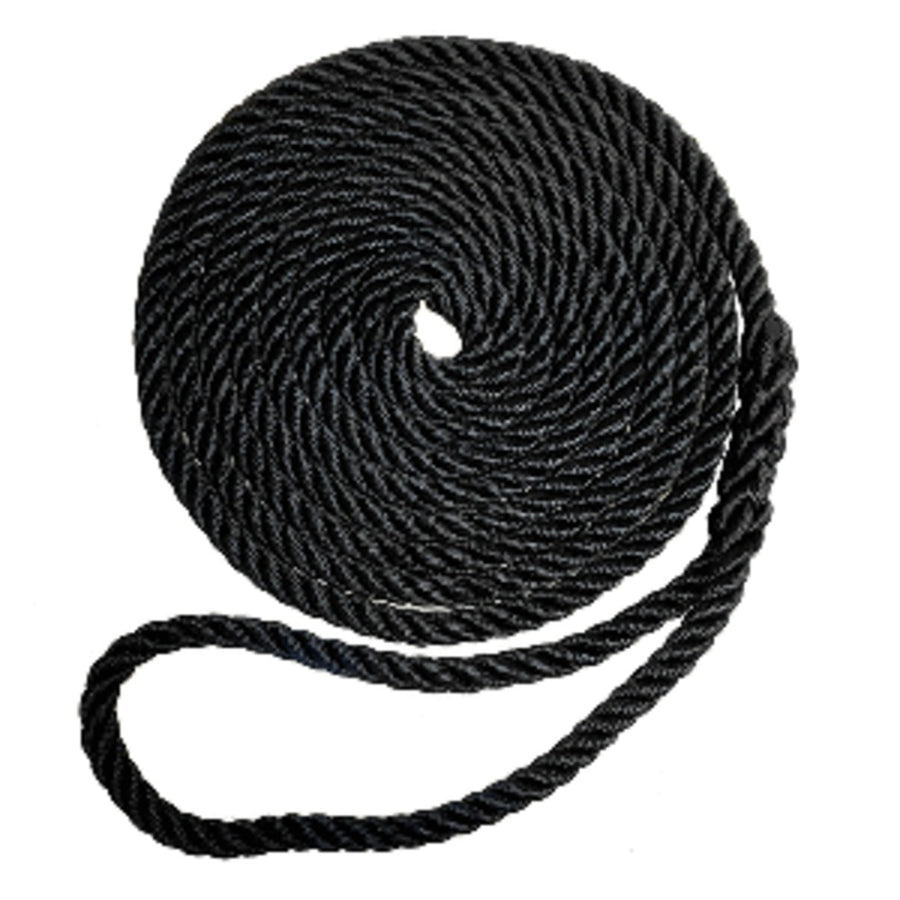 Robline Premium Nylon 3 Strand Dock Line - 1/2 X 25' - Black