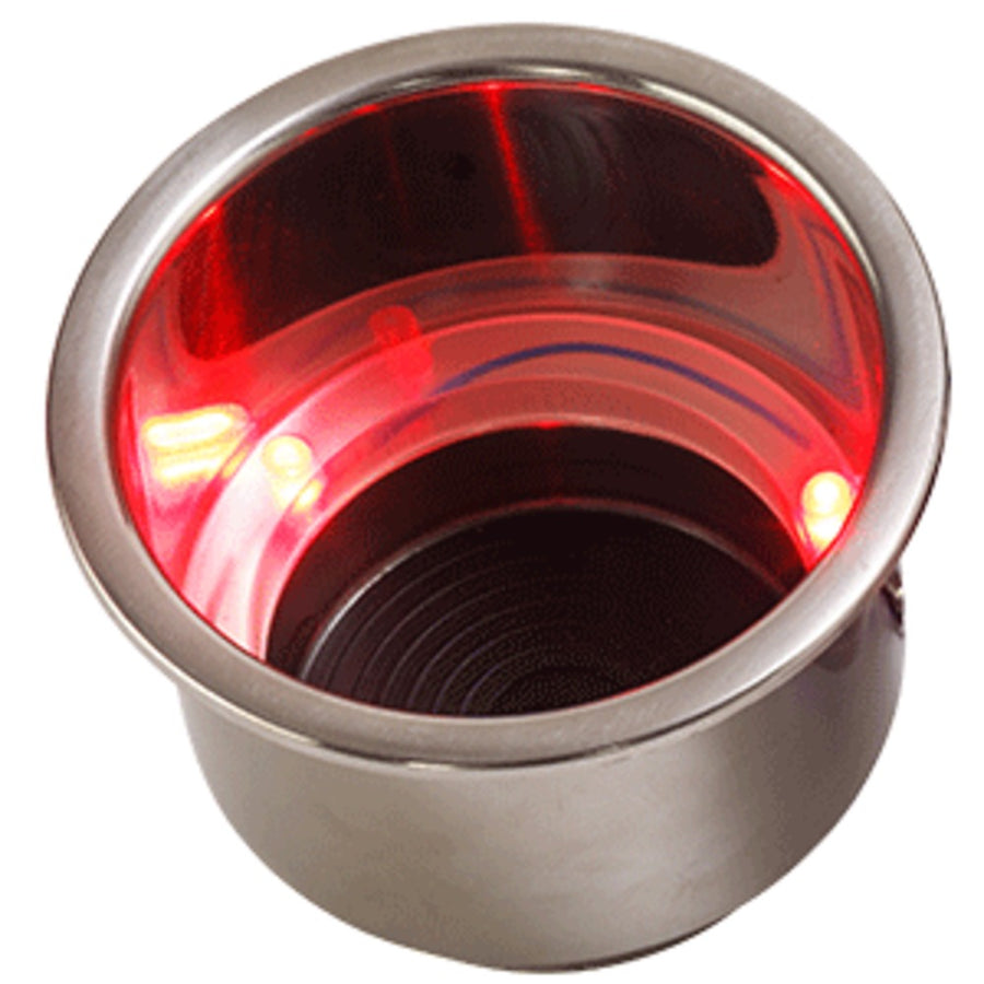 Sea-dog Led Flush Mount Combo Drink Holder W/drain Fitting - Red Led