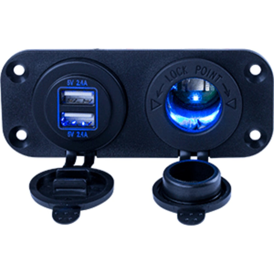 Sea-dog Double Usb & Power Socket Panel