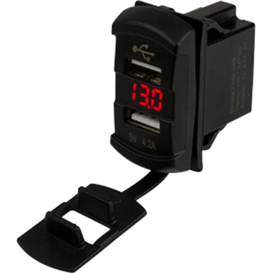 Sea-dog Dual Usb Rocker Switch Style Voltmeter W/hidden Display
