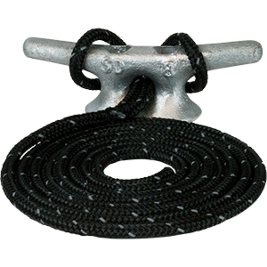Sea-dog Double Braided Nylon Dock Line - 1/2 X 15' - Black W/tracer