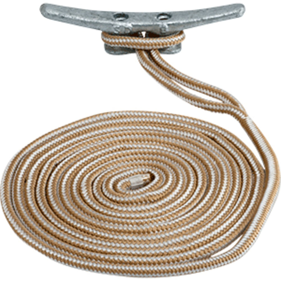 Sea-dog Double Braided Nylon Dock Line - 1/2 X 35' - Gold/white