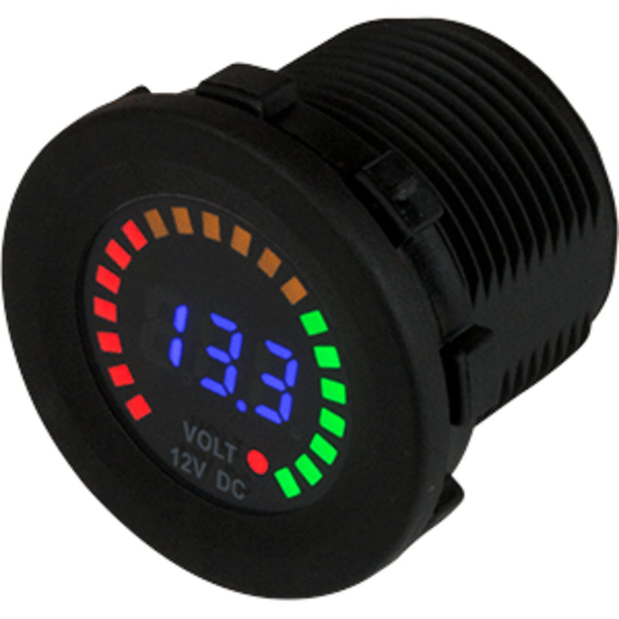 Sea-dog Round Voltage Meter Dc - 5v-15v W/rainbow Dial