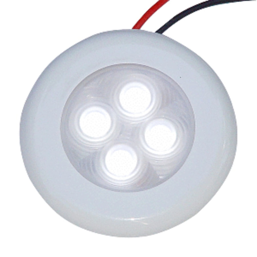 Aqua Signal Bogota 4 Led Round Light - White Led W/white Plastic/optional Chrome Housing