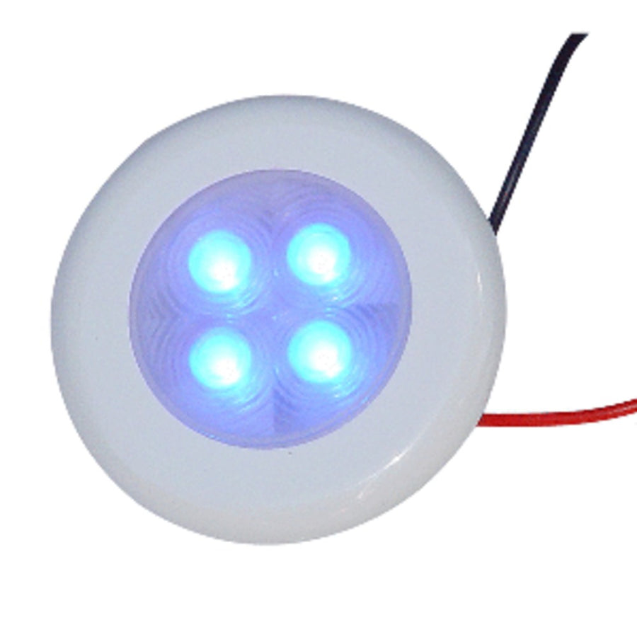 Aqua Signal Bogota 4 Led Round Light - Blue Led W/white Plastic/optional Chrome Housing