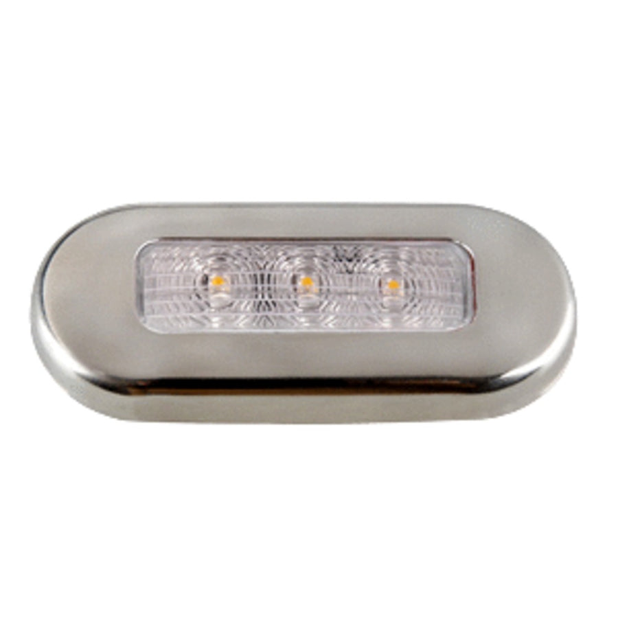 Aqua Signal Cordoba Led Oblong Oval Courtesy Light - 12v - Warm White W/stainless Steel Housing