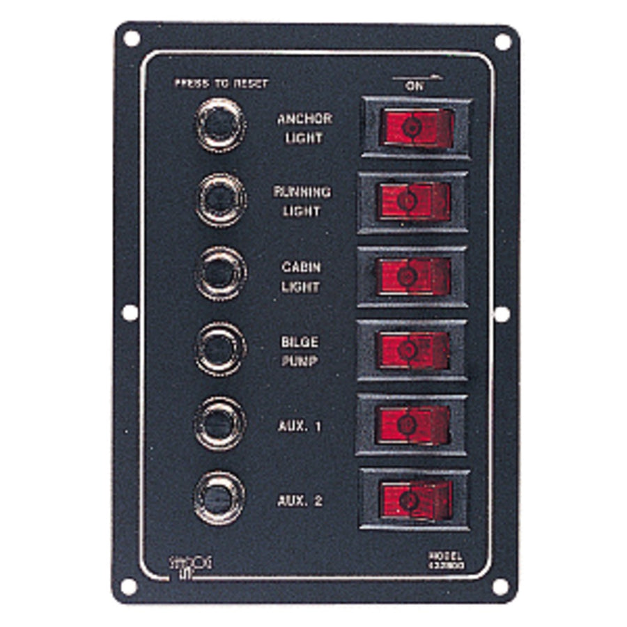Sea-dog Aluminum Circuit Breaker Panel - 6 Circuit