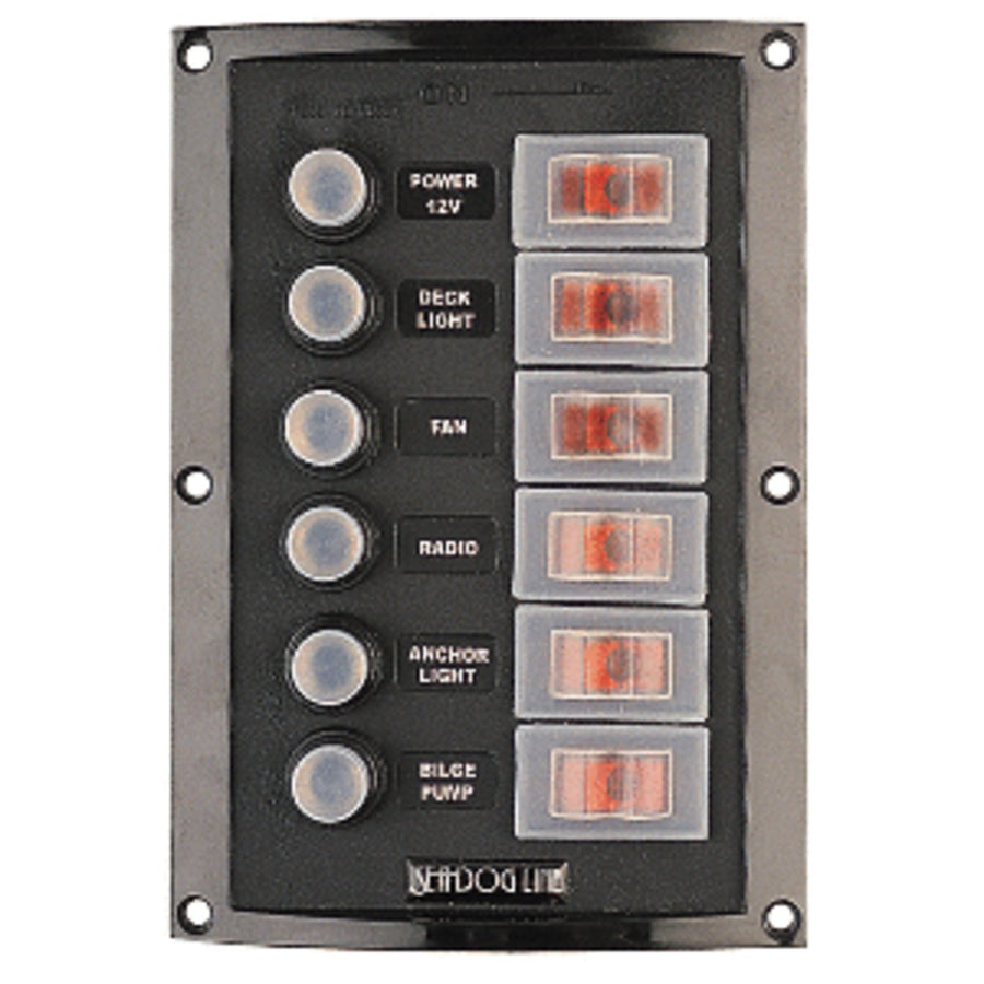Sea-dog Splash Guard Circuit Breaker Panel - 6 Circuit