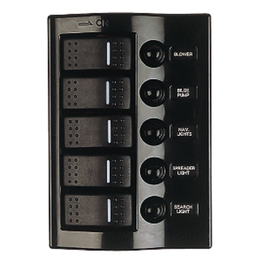 Sea-dog Nylon Circuit Breaker Panel - 5 Circuit - Wave Style