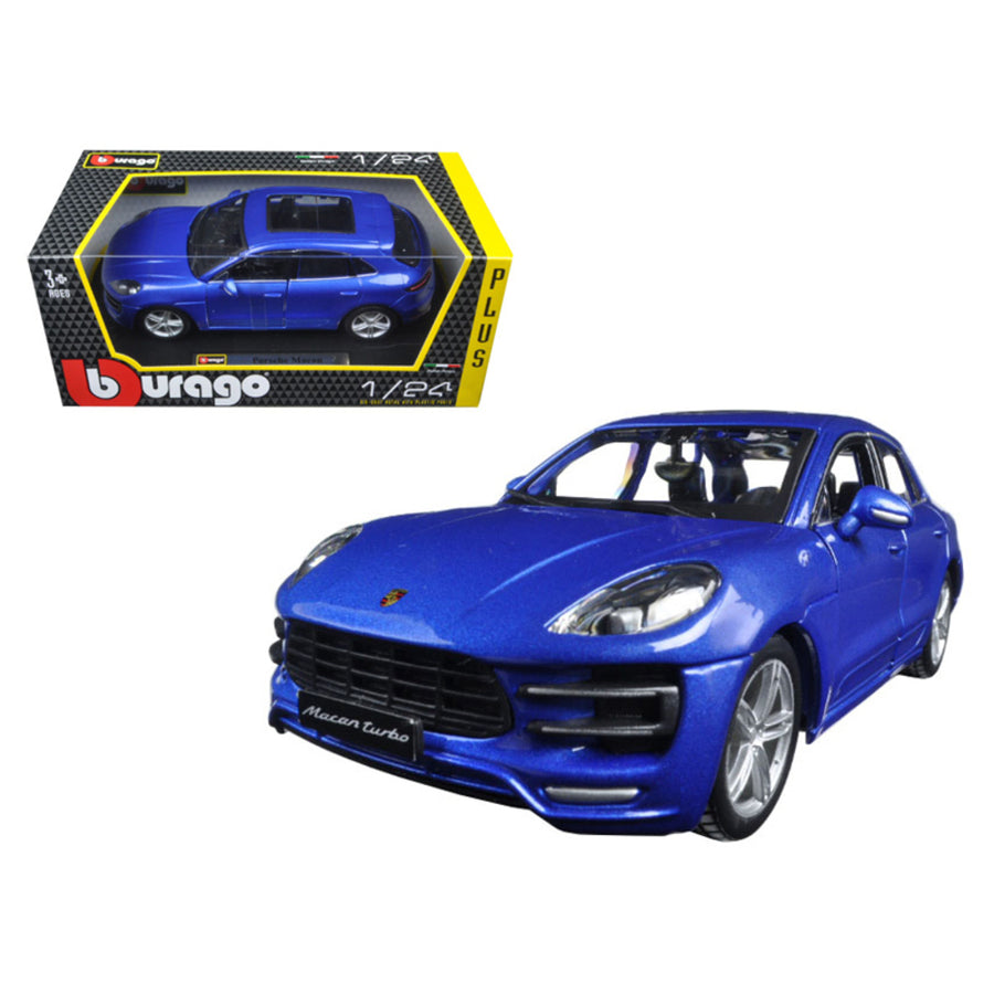 Porsche Macan Turbo Metallic Blue 1/24 Diecast Model Car By Bburago 21077bl