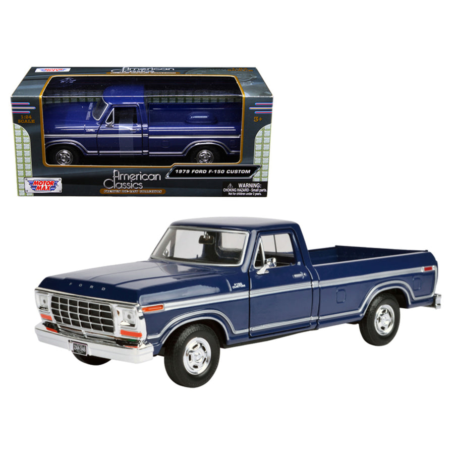 1979 Ford F-150 Pickup Truck Dark Blue 1/24 Diecast Model Car By Motormax 79346bl