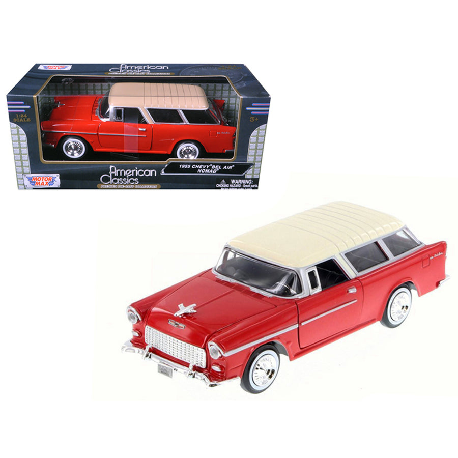 1955 Chevrolet Nomad Red 1/24 Diecast Model Car By Motormax 73248r