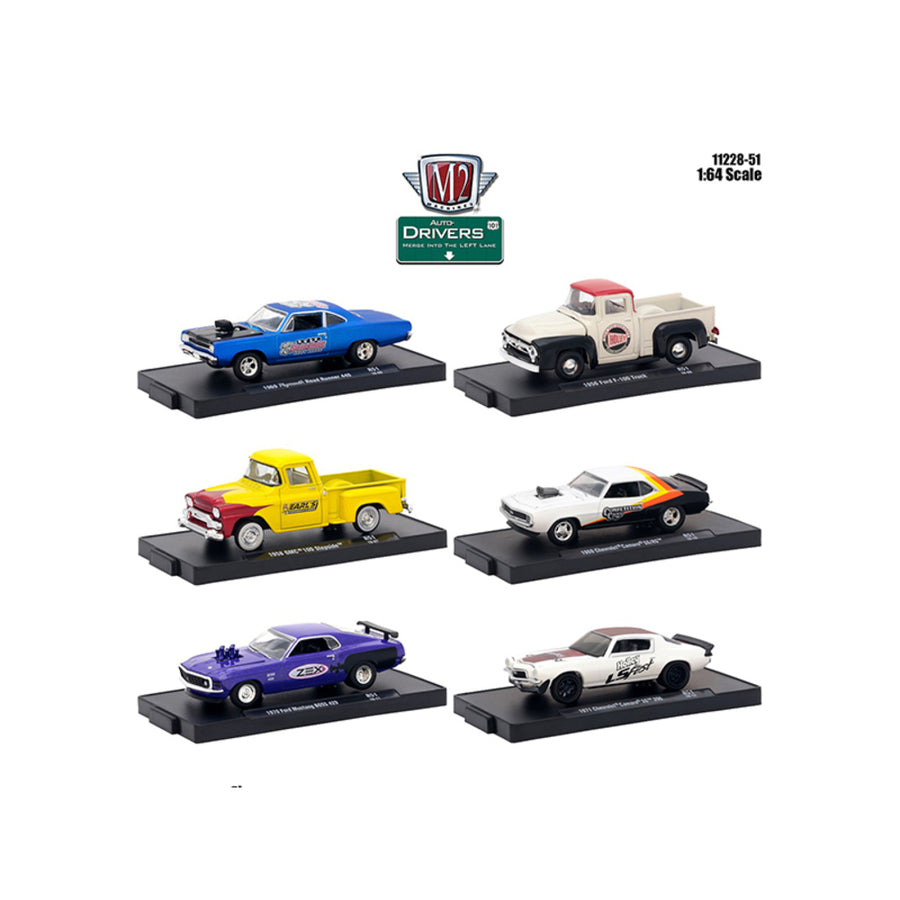 Drivers 6 Cars Set Release 51 In Blister Packs 1/64 Diecast Model Cars By M2 Machines 11228-51