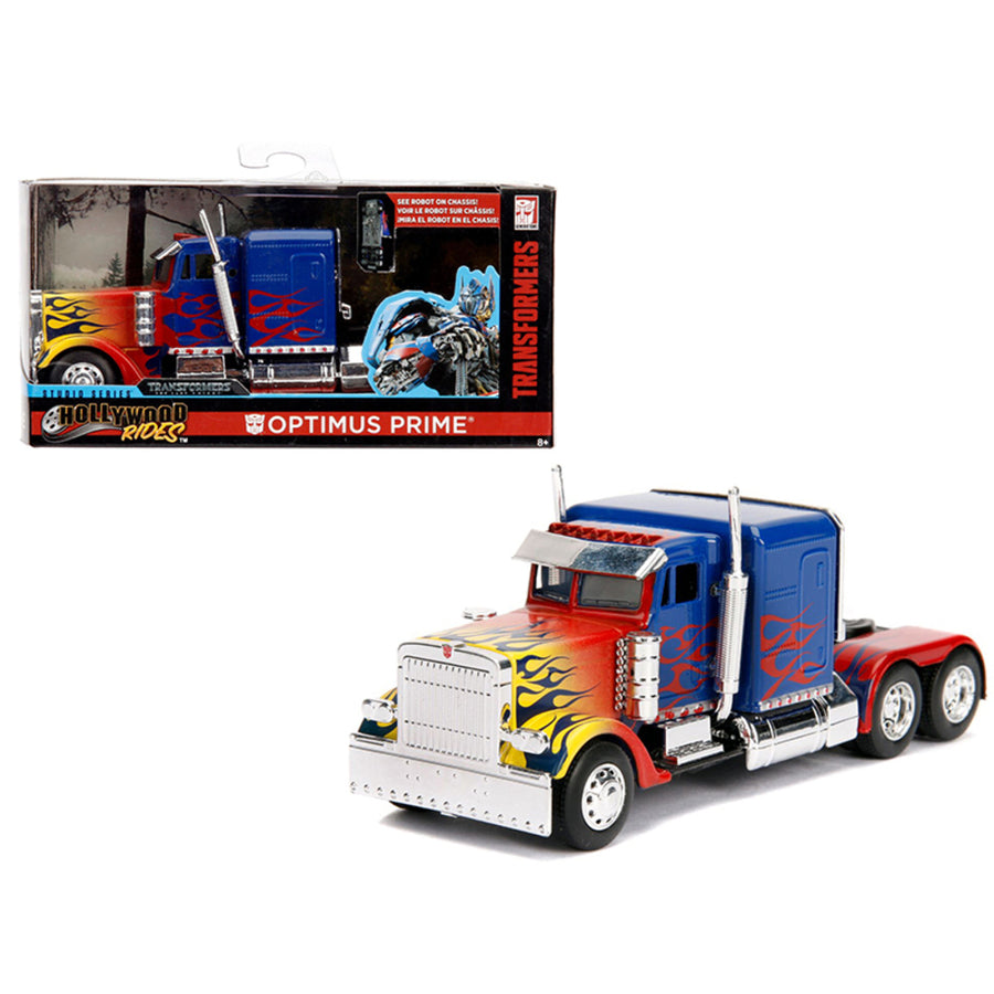 Optimus Prime Truck With Robot On Chassis From Transformers Movie Hollywood Rides Series Diecast Model By Jada 99802