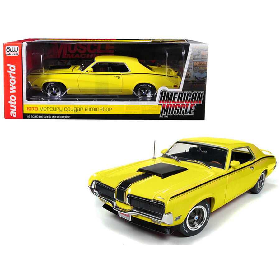 1970 Mercury Cougar Eliminator Competition Yellow With Black Stripes Hemmings Muscle Machines Magazine (october 2004) Cover Car Limited Edition To 1002 Pieces Worldwide 1/18 Diecast Model Amm1155