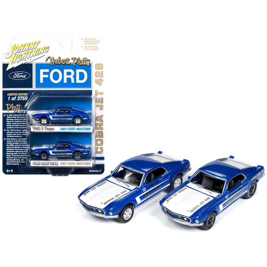 1969 Ford Mustang Cobra Jet 428 Platt & Payne And 1969 Ford Mustang Cobra Jet 428 Hubert Platt Ford Drag Team 2 Piece Set Limited Edition To 3,750 Pieces Worldwide 1/64 Diecast Model Jlpk005-platt