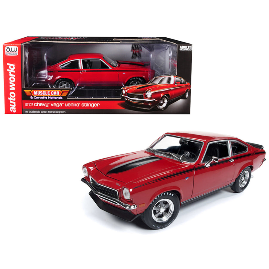 1972 Chevrolet Vega Yenko Stinger Mcacn (muscle Car And Corvette Nationals) Man-o-war Red With Black Stripes Limited Edition To 1002 Pieces Worldwide 1/18 Diecast Model Car By Autoworld Amm1156
