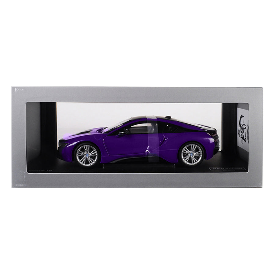 Bmw I8 Purple With Black Top 1/18 Diecast Model Car By Paragon 97088