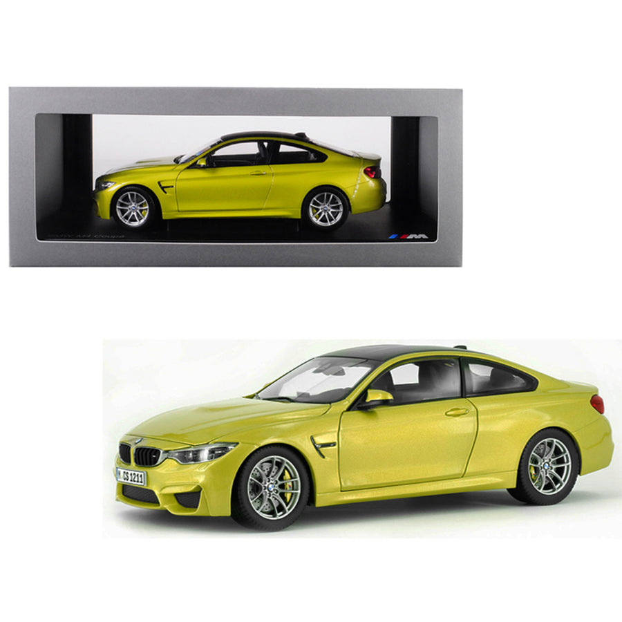 Bmw M4 Coupe Austin Yellow With Carbon Top 1/18 Diecast Model Car By Paragon 97103