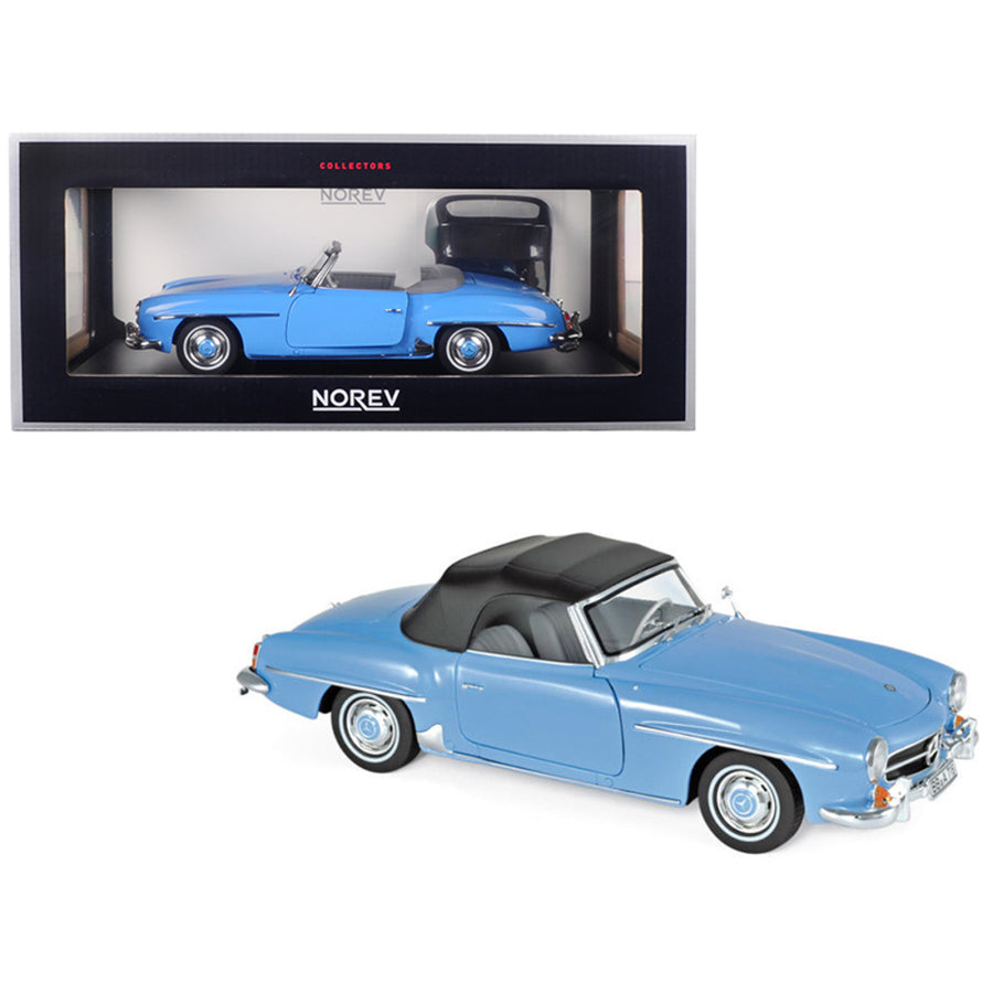 1957 Mercedes Benz 190 Sl Cabriolet Blue 1/18 Diecast Model Car By Norev 183400