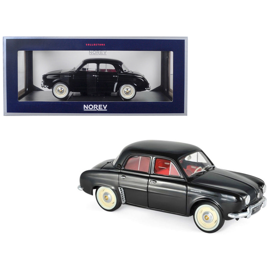 1958 Renault Dauphine Black With Red Interior 1/18 Diecast Model Car By Norev 185169