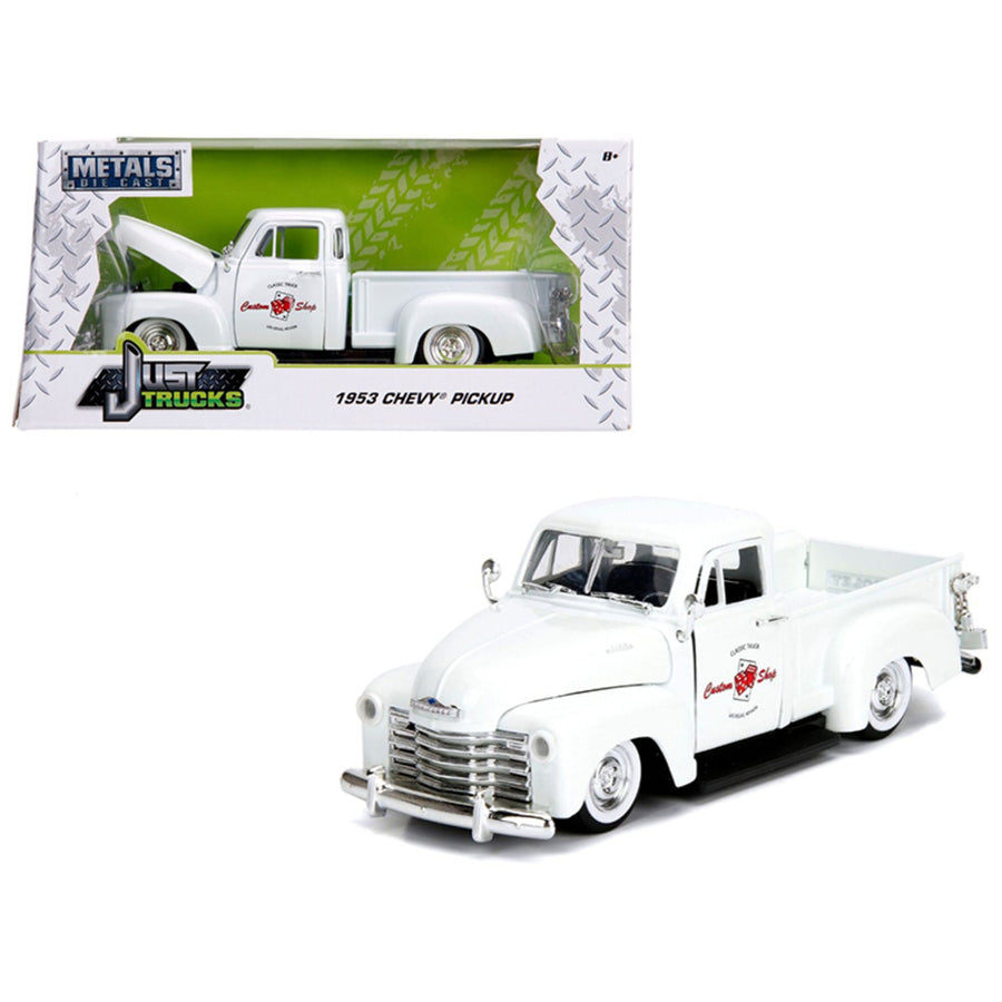 1953 Chevrolet 3100 Pickup Truck White Custom Shop Classic Truck (las Vegas, Nevada) Just Trucks Series 1/24 Diecast Model Car By Jada 99177