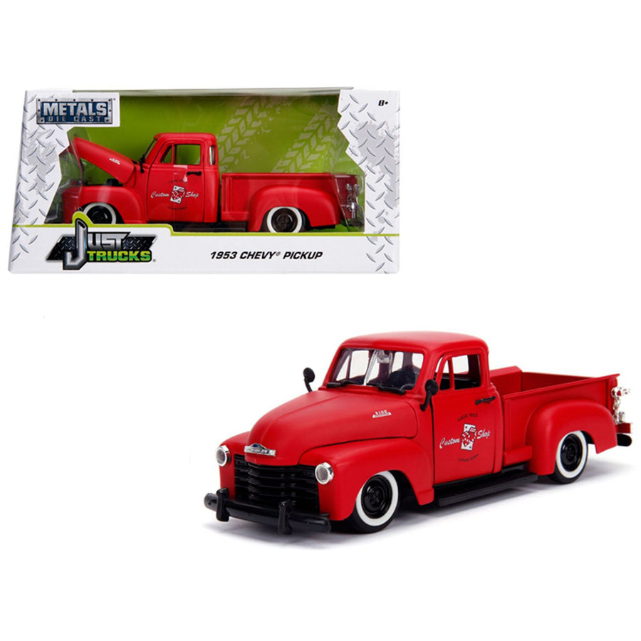 1953 Chevrolet 3100 Pickup Truck Matt Red Custom Shop Classic Truck (las Vegas, Nevada) Just Trucks Series 1/24 Diecast Model Car By Jada 99178