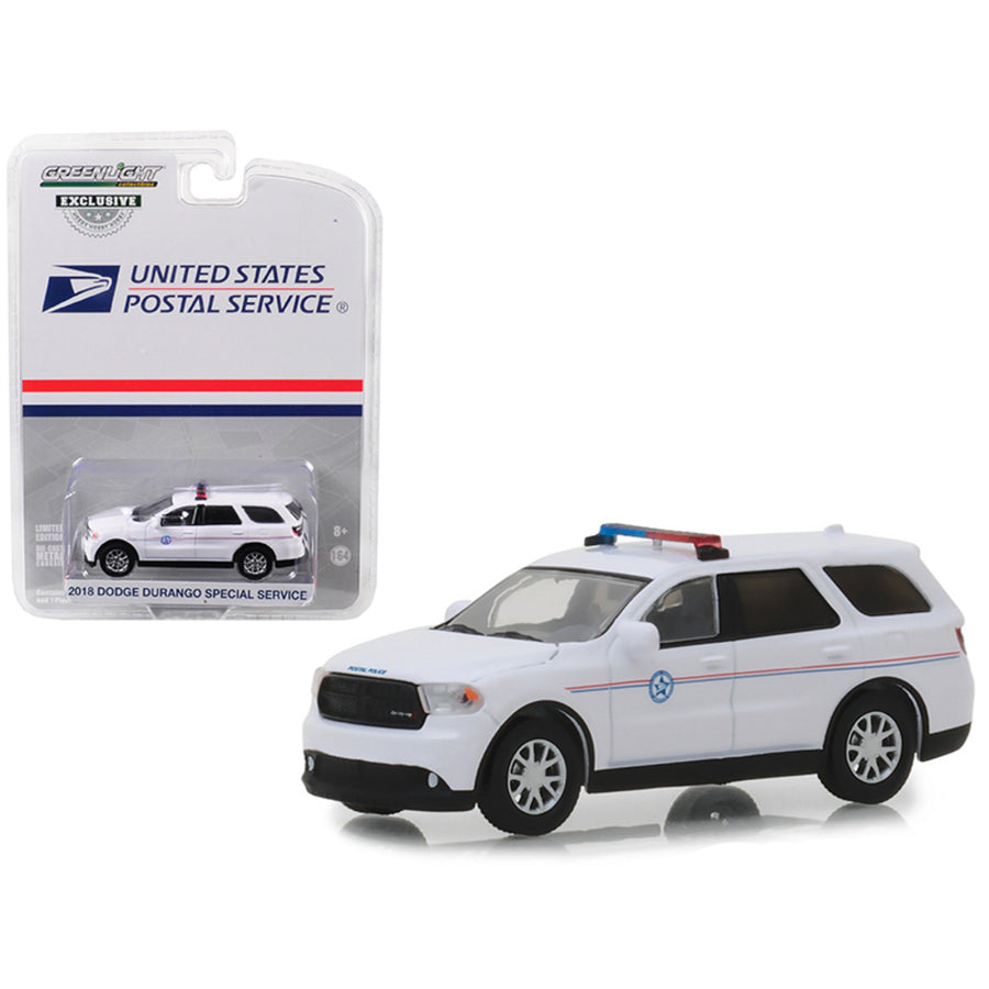 2018 Dodge Durango Special Service Usps (united States Postal Service) Postal Police White Hobby Exclusive 1/64 Diecast Model Car By Greenlight 29993