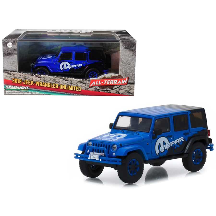 2012 Jeep Wrangler Unlimited Mopar Off Road Edition Blue All-terrain Series 1/43 Diecast Model Car  By Greenlight 86099