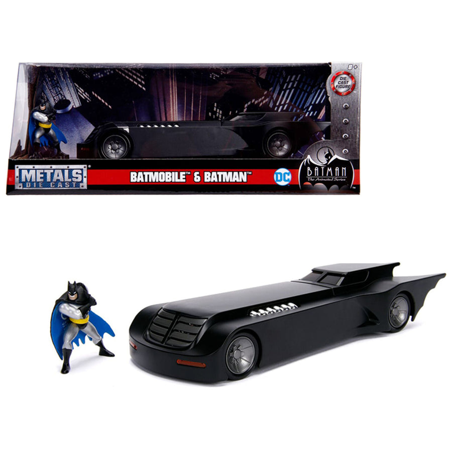 Batmobile With Batman Diecast Figure Animated Series Dc Comics Series 1/24 Diecast Model Car By Jada 30916