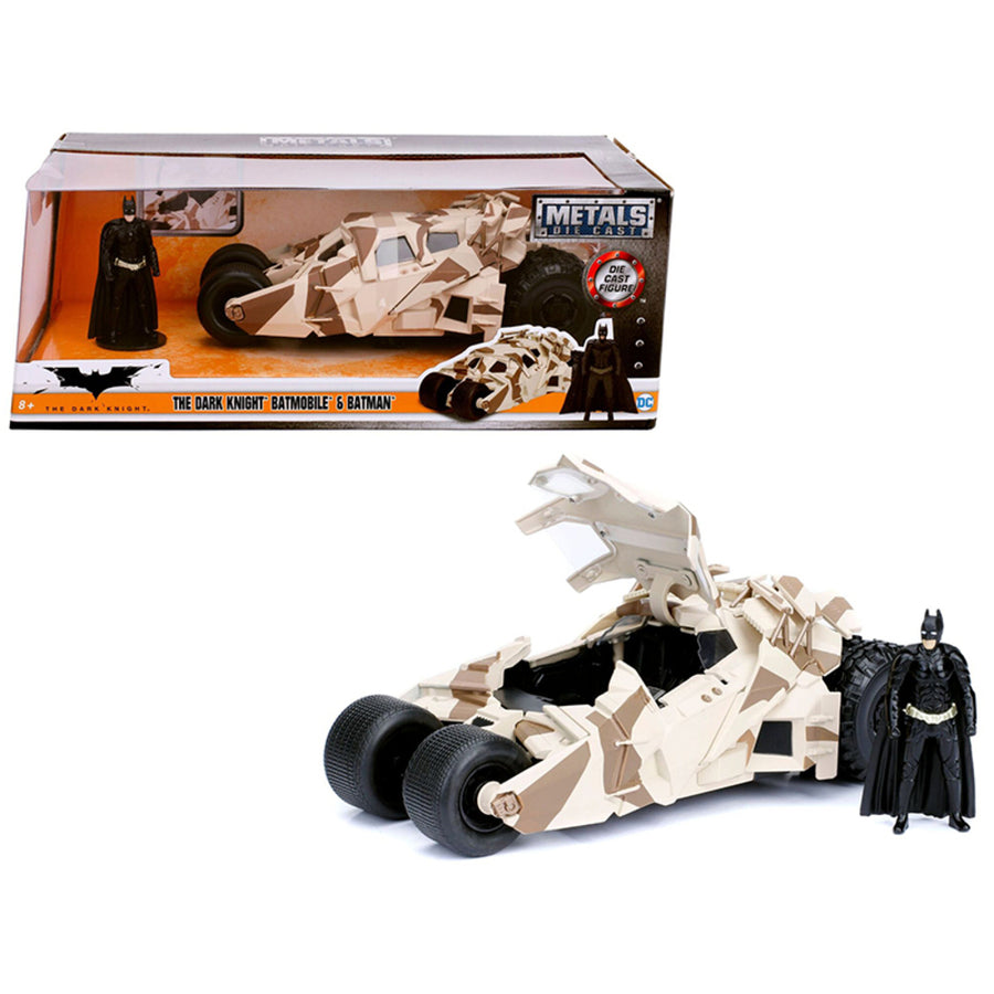 The Dark Knight Batmobile With Batman Diecast Figure Camouflage Version Dc Comics Series 1/24 Diecast Model Car By Jada 98543