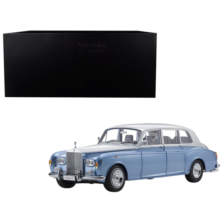 Rolls Royce Phantom Vi Light Blue With Silver Top 1/18 Diecast Model Car By Kyosho 08905lbs