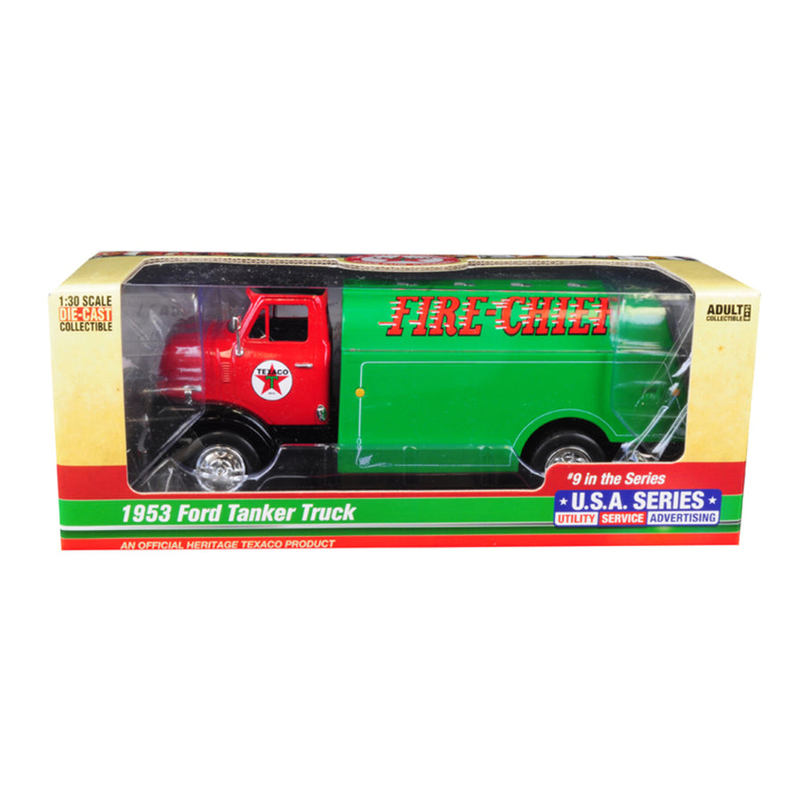 1953 Ford Tanker Truck Texaco Fire-chief 9th In The Series U.s.a. Series Utility, Service, Advertising 1/30 Diecast Model By Autoworld Cp7520