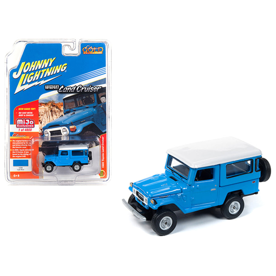 1980 Toyota Land Cruiser Light Blue With White Top Limited Edition To 4,800 Pieces Worldwide 1/64 Diecast Model Car By Johnny Lightning Jlcp7161