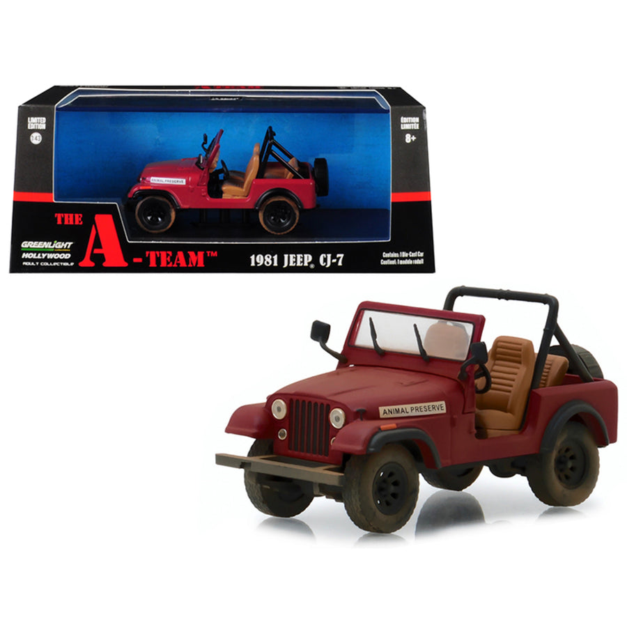 1981 Jeep Cj-7 Animal Preserve Red The A-team (1983-1987) Tv Series 1/43 Diecast Model Car  By Greenlight 86528