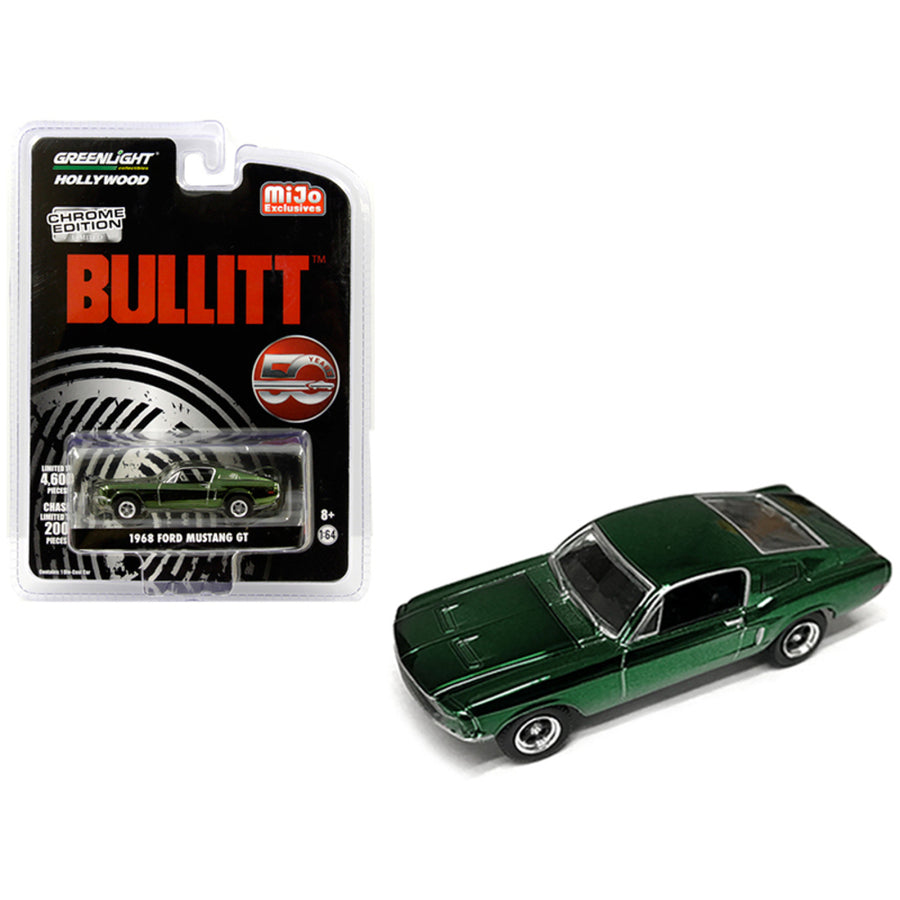 1968 Ford Mustang Gt Chrome Green Edition Bullitt (1968) Movie 50 Years Anniversary Limited Edition To 4,600 Pieces Worldwide 1/64 Diecast Model Car By Greenlight 51226
