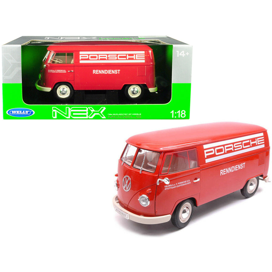 1963 Volkswagen T1 Microbus Porsche Red 1/18 Diecast Model By Welly 18053r