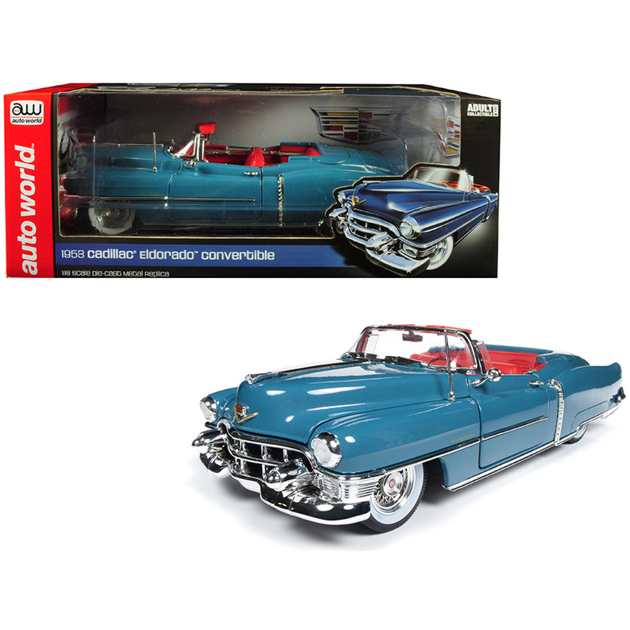 1953 Cadillac Eldorado Convertible Tunis Blue Limited Edition To 1,002 Pieces Worldwide 1/18 Diecast Model Car By Autoworld Aw251