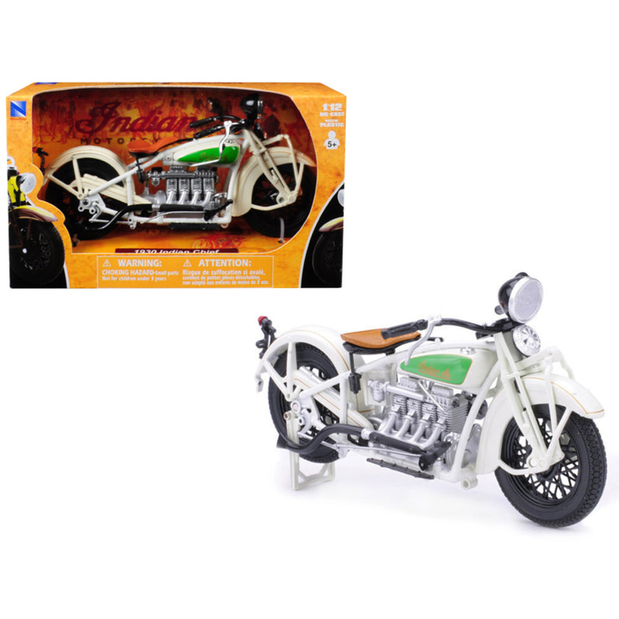 1930 Indian Chief White Bike 1/12 Diecast Motorcycle Model By New Ray 42163