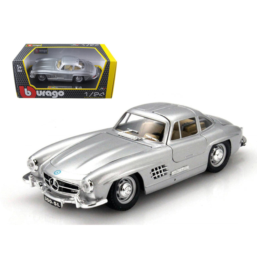 1954 Mercedes Benz 300 Sl Gullwing Silver 1/24 Diecast Model Car By Bburago 22023s
