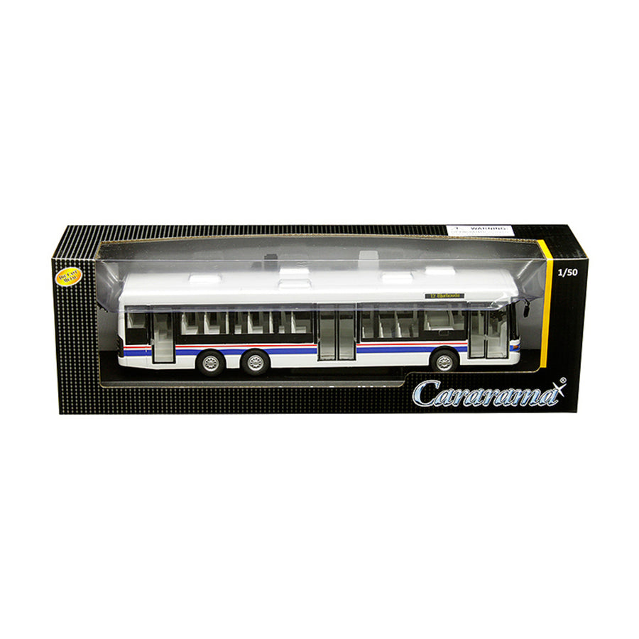 Scania Omnilink Bus White With Blue And Red Stripes 1/50 Diecast Model By Cararama 56702w