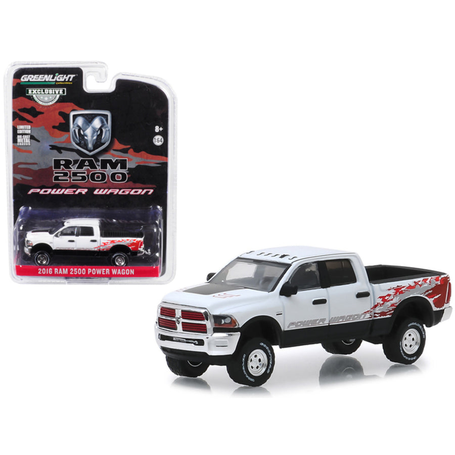 2016 Dodge Ram 2500 Power Wagon Pickup Truck Bright White Clearcoat Hobby Exclusive 1/64 Diecast Model Car By Greenlight 29982