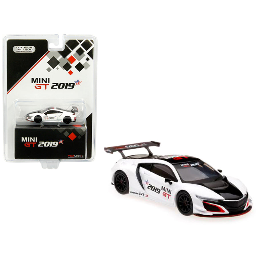 Acura Nsx Gt3 White With Black Stripe 2019 Mini Gt Limited Edition To 1,200 Pieces Worldwide 1/64 Diecast Model Car By True Scale Miniatures Mgt00027