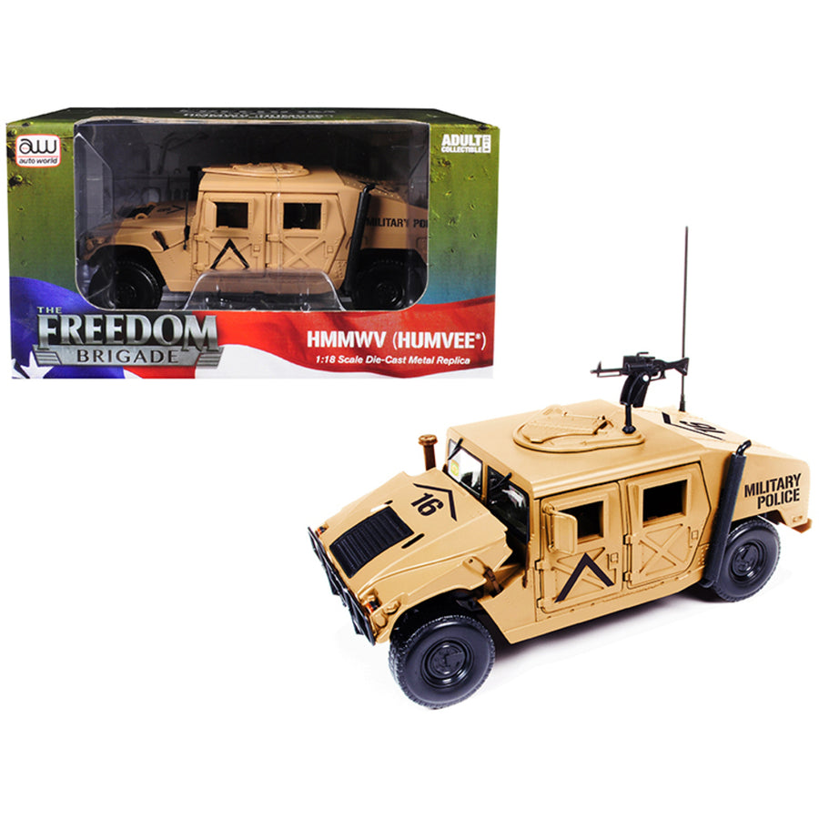 Hmmwv (humvee) Military Police Desert Tan 1/18 Diecast Model Car By Autoworld Awml003b