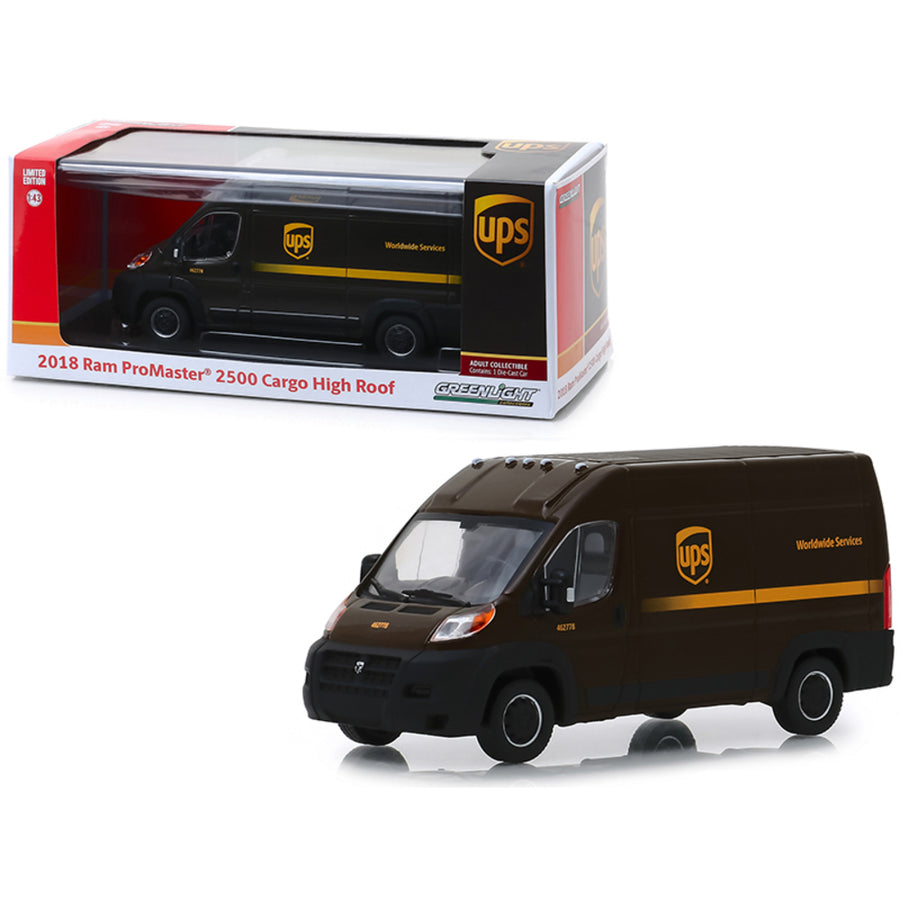 2018 Dodge Ram Promaster 2500 Cargo High Roof United Parcel Service (ups) Worldwide Services Dark Brown 1/43 Diecast Model Car By Greenlight 86156