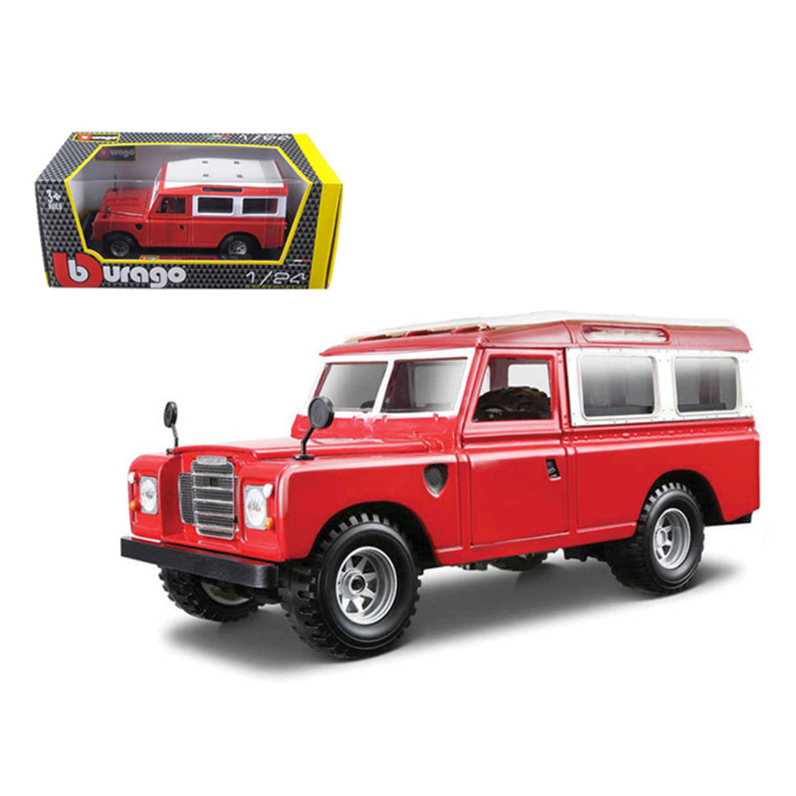 Old Land Rover Red 1/24 Diecast Model Car By Bburago 22063r