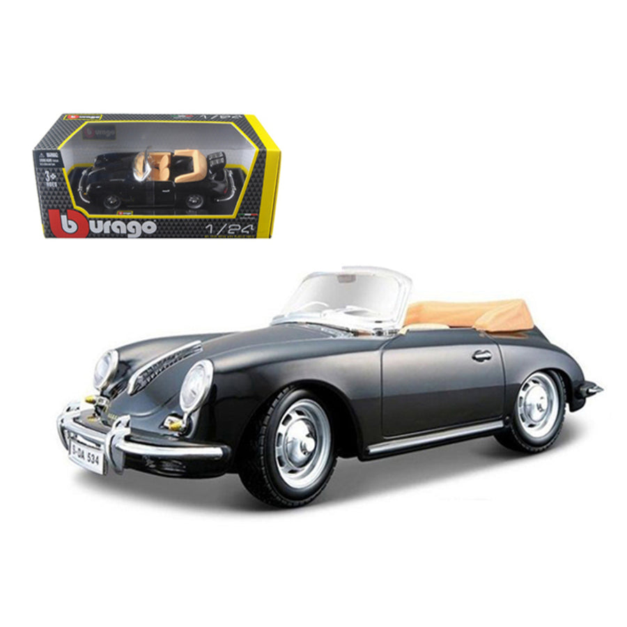 1961 Porsche 356 B Cabriolet Black 1/24 Diecast Model Car By Bburago 22078bk